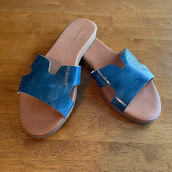 NWOT Size 37 Helen Rouge leather H Band slide sandals - Picture 1 of 11